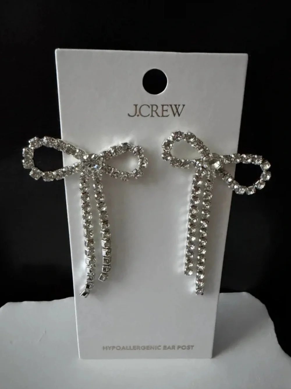 NWT J. Crew Factory Crystal Bow Statement Earrings